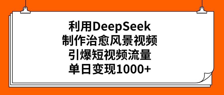 利用DeepSeek制作治愈风景视频，引爆短视频流量，单日变现1000+聚创吧-网创项目资源站-副业项目-创业项目-搞钱项目聚创吧
