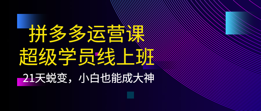 拼多多运营课：超级学员线上班，21天蜕变，小白也能成大神聚创吧-网创项目资源站-副业项目-创业项目-搞钱项目聚创吧