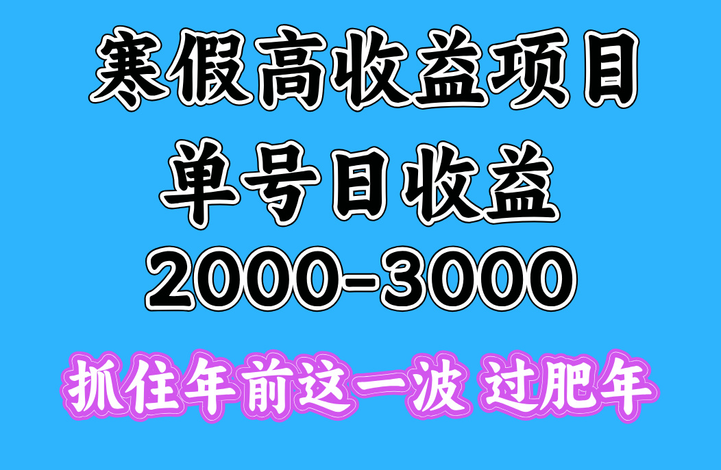 寒假期间一天收益2000-3000+，抓住年前这一波聚创吧-网创项目资源站-副业项目-创业项目-搞钱项目聚创吧