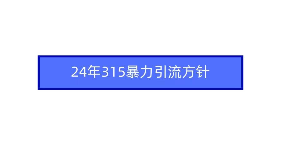 2024年315暴力引流方针聚创吧-网创项目资源站-副业项目-创业项目-搞钱项目聚创吧