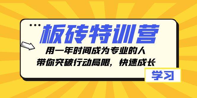 板砖特训营，用一年时间成为专业的人，带你突破行动局限，快速成长聚创吧-网创项目资源站-副业项目-创业项目-搞钱项目聚创吧