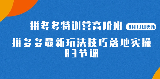 2023拼多多·特训营高阶班【9月13日更新】拼多多最新玩法技巧落地实操-83节聚创吧-网创项目资源站-副业项目-创业项目-搞钱项目聚创吧