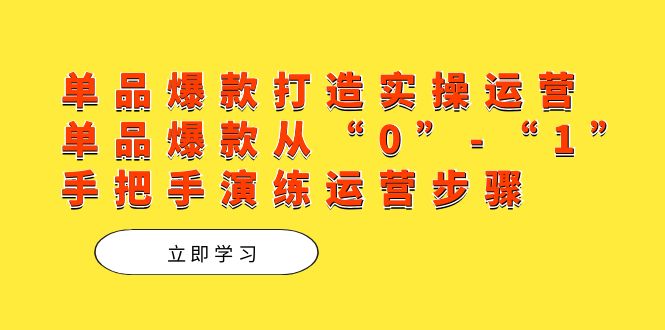 单品爆款打造实操运营，单品爆款从“0”-“1”手把手演练运营步骤聚创吧-网创项目资源站-副业项目-创业项目-搞钱项目聚创吧