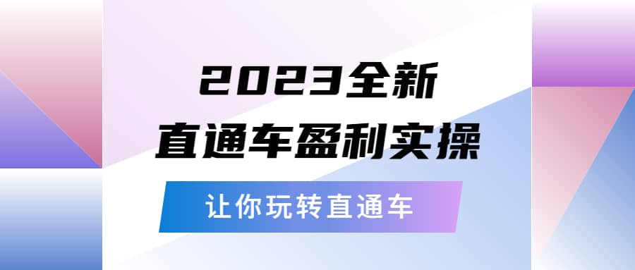 2023全新直通车·盈利实操：从底层，策略到搭建，让你玩转直通车聚创吧-网创项目资源站-副业项目-创业项目-搞钱项目聚创吧
