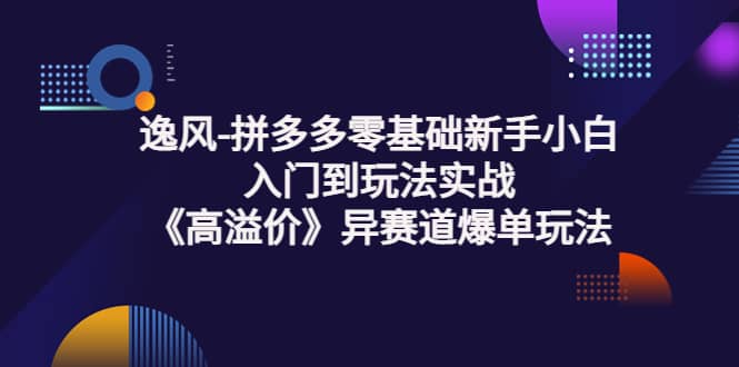 拼多多零基础新手小白入门到玩法实战《高溢价》异赛道爆单玩法实操课聚创吧-网创项目资源站-副业项目-创业项目-搞钱项目聚创吧