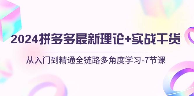 2024拼多多 最新理论+实战干货，从入门到精通全链路多角度学习-7节课聚创吧-网创项目资源站-副业项目-创业项目-搞钱项目聚创吧