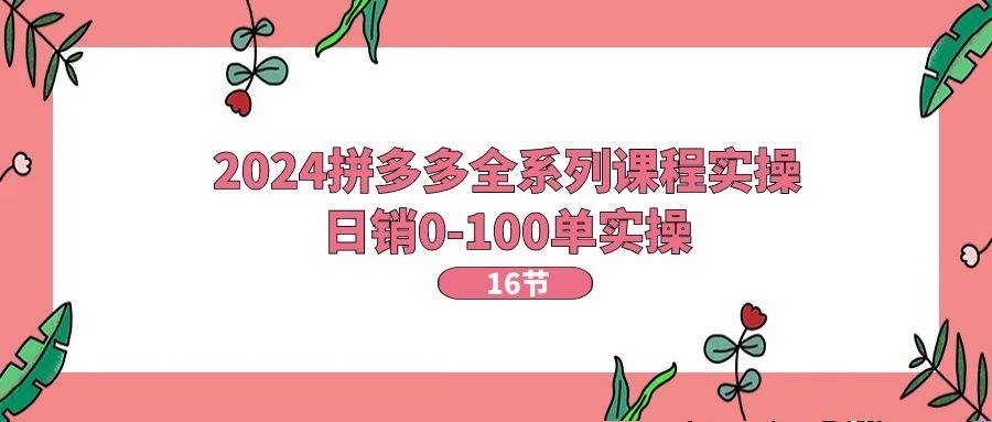 2024拼多多全系列课程实操，日销0-100单实操【16节课】聚创吧-网创项目资源站-副业项目-创业项目-搞钱项目聚创吧