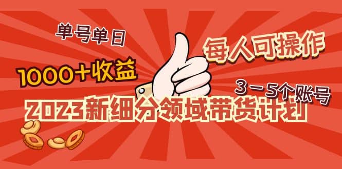 2023新细分领域带货计划：单号单日1000+收益不难，每人可操作3-5个账号聚创吧-网创项目资源站-副业项目-创业项目-搞钱项目聚创吧