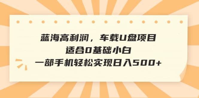 蓝海高利润，车载U盘项目，适合0基础小白，一部手机轻松实现日入500+聚创吧-网创项目资源站-副业项目-创业项目-搞钱项目聚创吧