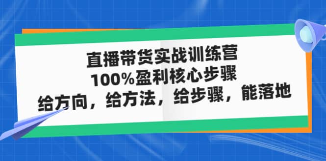 直播带货实战训练营：100%盈利核心步骤，给方向，给方法，给步骤，能落地聚创吧-网创项目资源站-副业项目-创业项目-搞钱项目聚创吧