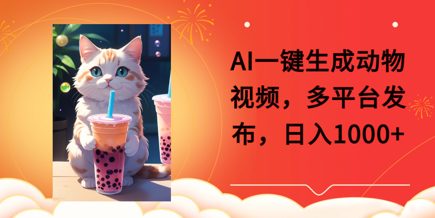 AI一键生成动物搞笑视频，多平台发布，轻松破千万播放，日入2000+聚创吧-网创项目资源站-副业项目-创业项目-搞钱项目聚创吧