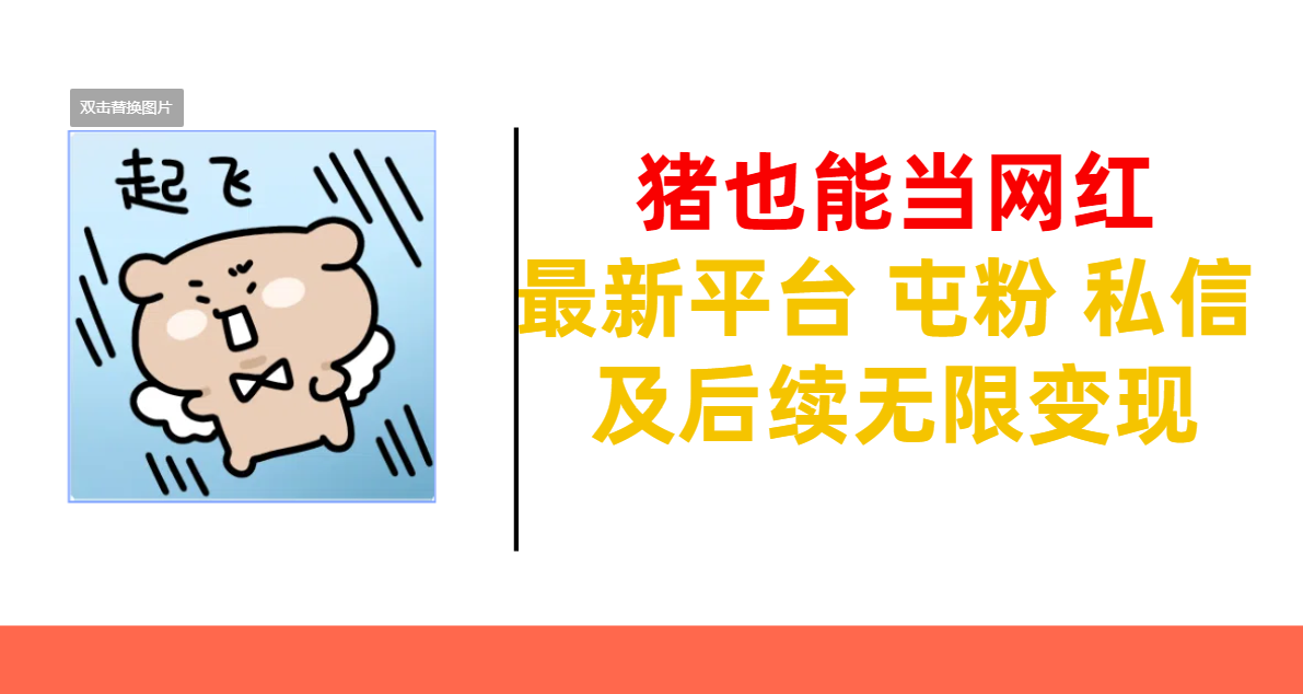 猪也能当网红-最新平台 屯粉 交流 私信 及后续无限变现聚创吧-网创项目资源站-副业项目-创业项目-搞钱项目聚创吧