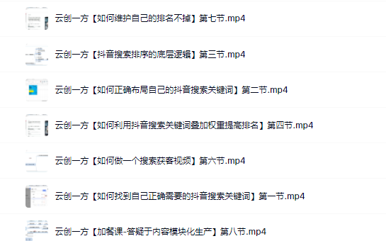 云创一方2022抖音SEO系列课程，教你如何快速上抖音搜索排名第一聚创吧-网创项目资源站-副业项目-创业项目-搞钱项目聚创吧