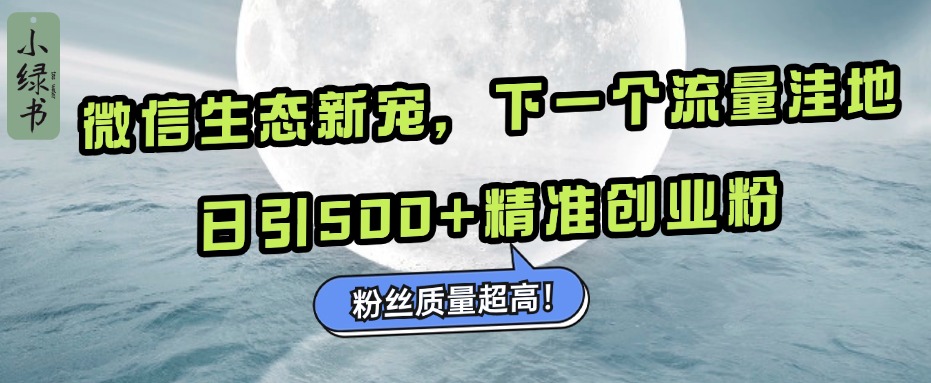 微信生态新宠小绿书：下一个流量洼地，粉丝质量超高，日引500+精准创业粉，聚创吧-网创项目资源站-副业项目-创业项目-搞钱项目聚创吧