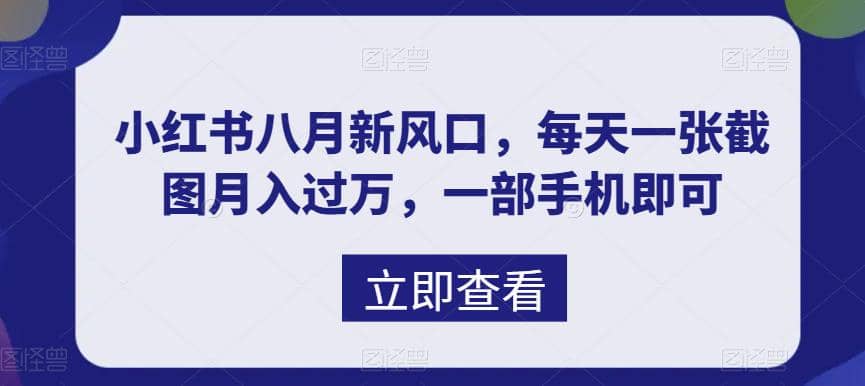 八月新风口，小红书虚拟项目一天收入1000+，实战揭秘聚创吧-网创项目资源站-副业项目-创业项目-搞钱项目聚创吧