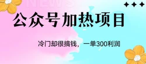 冷门公众号加热项目，一单利润300+聚创吧-网创项目资源站-副业项目-创业项目-搞钱项目聚创吧