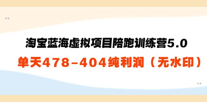 淘宝蓝海虚拟项目陪跑训练营5.0：单天478纯利润（无水印）聚创吧-网创项目资源站-副业项目-创业项目-搞钱项目聚创吧