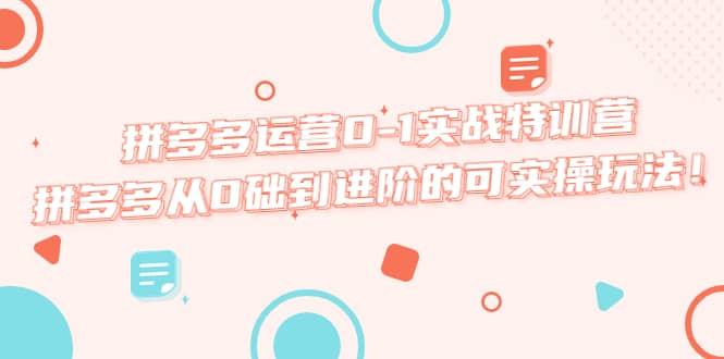 拼多多运营0-1实战特训营，拼多多从0础到进阶的可实操玩法聚创吧-网创项目资源站-副业项目-创业项目-搞钱项目聚创吧