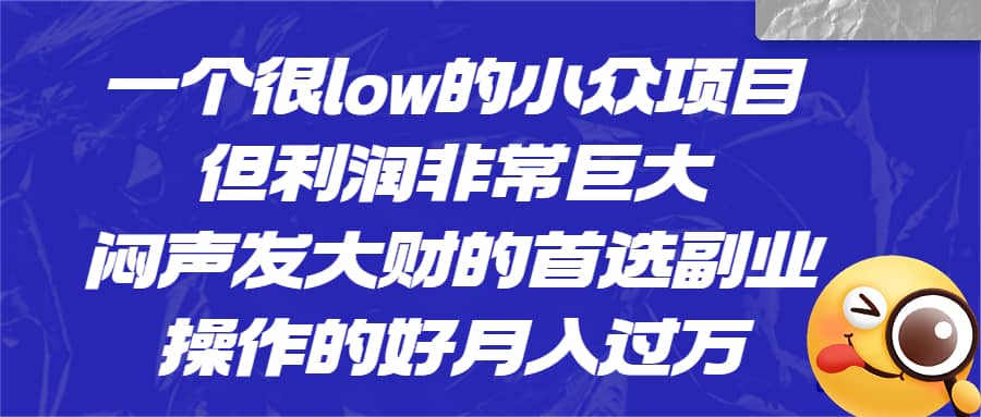 一个很low的小众项目，但利润非常巨大，闷声发大财的首选副业，月入过万聚创吧-网创项目资源站-副业项目-创业项目-搞钱项目聚创吧