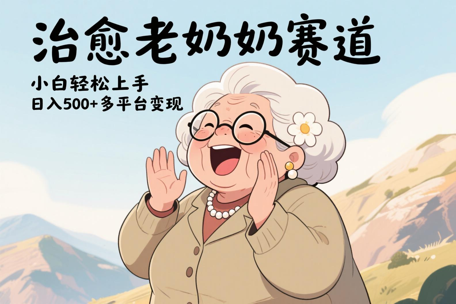 视频号治愈老奶奶赛道，小白轻松上手，日入500+多平台变现聚创吧-网创项目资源站-副业项目-创业项目-搞钱项目聚创吧
