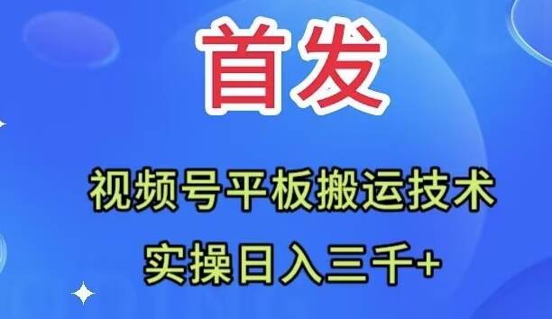 全网首发：视频号平板搬运技术，实操日入三千＋聚创吧-网创项目资源站-副业项目-创业项目-搞钱项目聚创吧