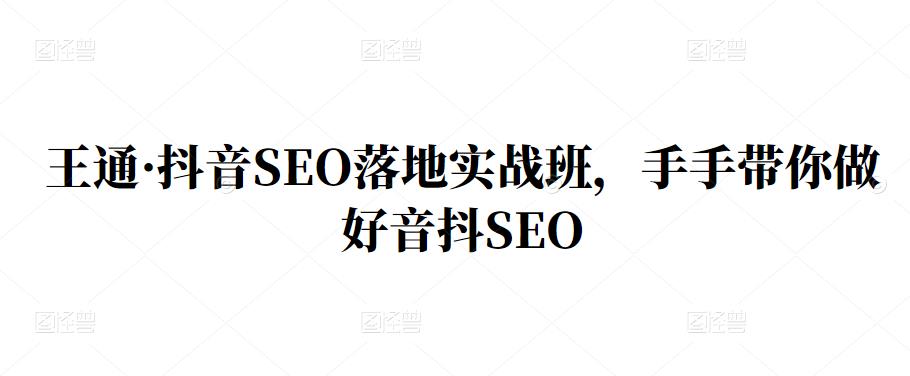 王通·抖音SEO落地实战班，手‬手带你做好音抖‬‬SEO聚创吧-网创项目资源站-副业项目-创业项目-搞钱项目聚创吧