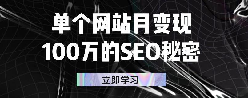 单个网站月变现100万的SEO秘密，百分百做出赚钱站点聚创吧-网创项目资源站-副业项目-创业项目-搞钱项目聚创吧