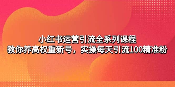 小红书运营引流全系列课程：教你养高权重新号聚创吧-网创项目资源站-副业项目-创业项目-搞钱项目聚创吧