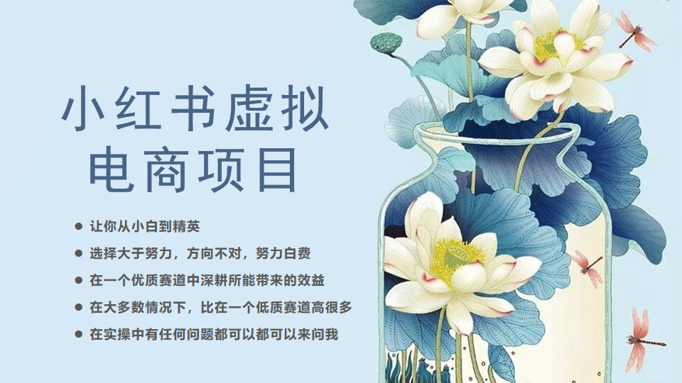 小红书虚拟电商从0到1，让你从小白到精英（20节实操课程）聚创吧-网创项目资源站-副业项目-创业项目-搞钱项目聚创吧