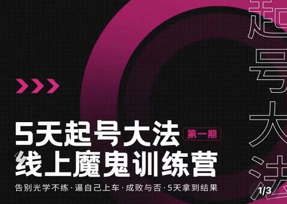 五天起号魔鬼训练营，告别光学不练，逼自己上车，成败与否，5天拿到结果聚创吧-网创项目资源站-副业项目-创业项目-搞钱项目聚创吧