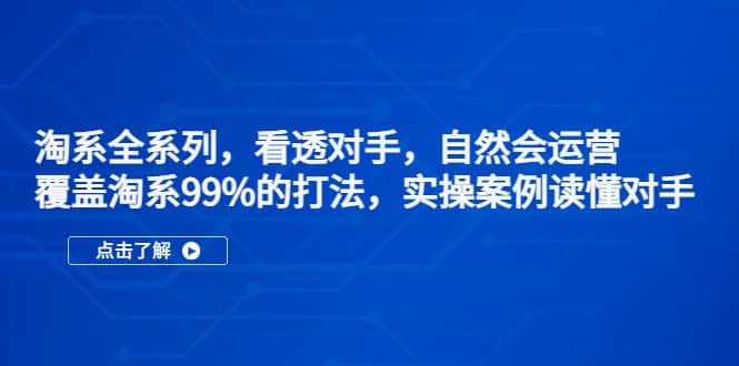 淘系全系列，看透对手，自然会运营，覆盖淘系99%·打法，实操案例读懂对手聚创吧-网创项目资源站-副业项目-创业项目-搞钱项目聚创吧