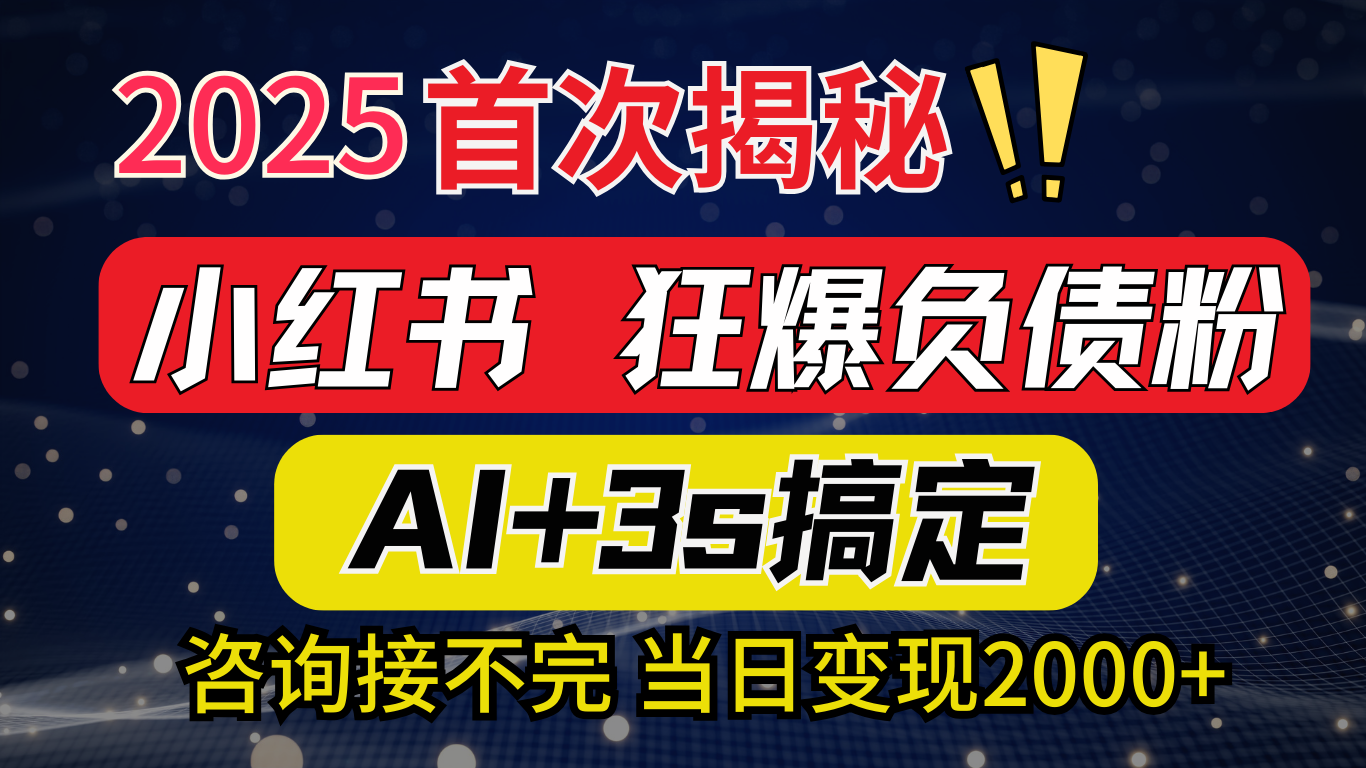 2025引流天花板：最新小红书狂暴负债粉思路，咨询接不断，当日入2000+聚创吧-网创项目资源站-副业项目-创业项目-搞钱项目聚创吧