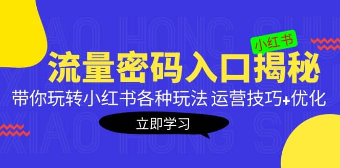 小红书流量密码入口揭秘：带你玩转小红书各种玩法 运营技巧+优化聚创吧-网创项目资源站-副业项目-创业项目-搞钱项目聚创吧