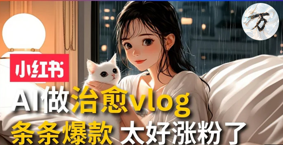 AI治愈系vlog动画视频，小红书7天 涨粉破千，商单报价1500+，0成本制作，日入2000+，有手就会 聚创吧-网创项目资源站-副业项目-创业项目-搞钱项目聚创吧