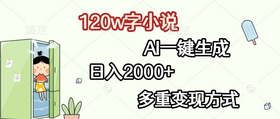 120w字小说，AI一键生成，日入2000+，多重变现方式聚创吧-网创项目资源站-副业项目-创业项目-搞钱项目聚创吧
