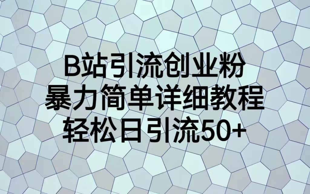 B站引流创业粉，暴力简单详细教程，轻松日引流50+聚创吧-网创项目资源站-副业项目-创业项目-搞钱项目聚创吧