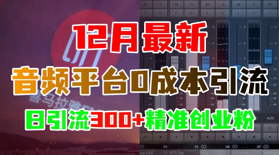 12月最新：音频平台0成本引流，日引300+精准创业粉聚创吧-网创项目资源站-副业项目-创业项目-搞钱项目聚创吧