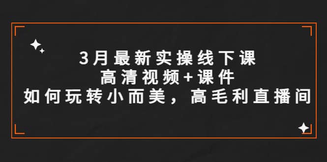 3月最新实操线下课高清视频+课件，如何玩转小而美，高毛利直播间聚创吧-网创项目资源站-副业项目-创业项目-搞钱项目聚创吧