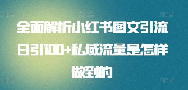 暴力引流 小红书图文引流日引100私域全面拆解【打粉人必看】聚创吧-网创项目资源站-副业项目-创业项目-搞钱项目聚创吧