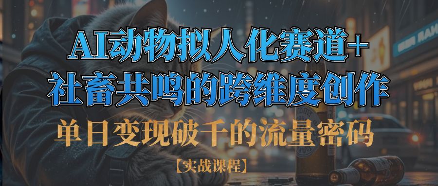 单日变现破千的流量密码,AI动物拟人化赛道+社畜共鸣的跨维度创作聚创吧-网创项目资源站-副业项目-创业项目-搞钱项目聚创吧
