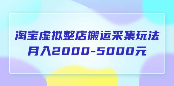 淘宝虚拟整店搬运采集玩法分享课：月入2000-5000元（5节课）聚创吧-网创项目资源站-副业项目-创业项目-搞钱项目聚创吧