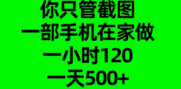 你只管截图，一部手机在家做，一小时120，一天500+聚创吧-网创项目资源站-副业项目-创业项目-搞钱项目聚创吧
