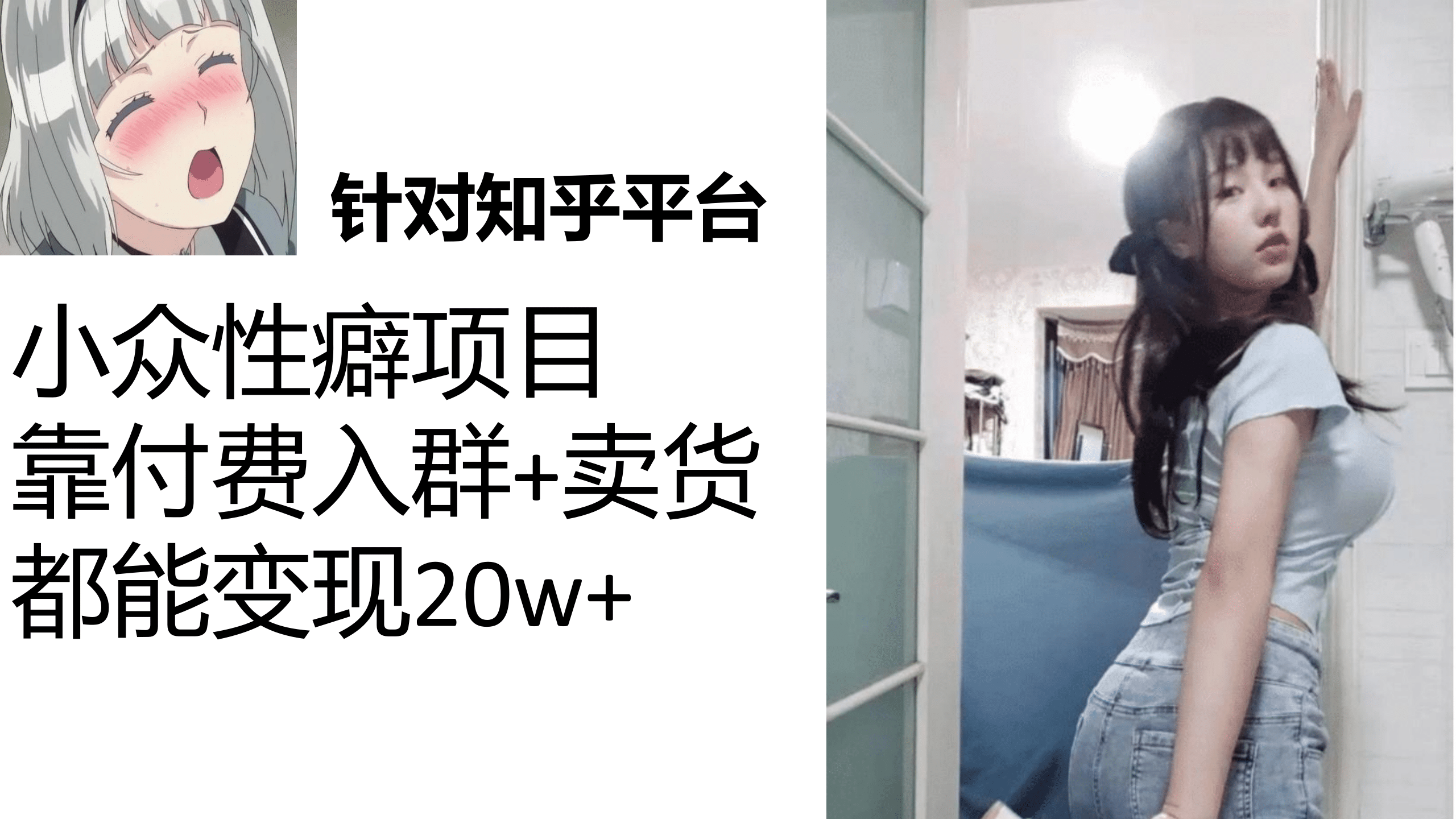 知乎小众性癖项目，Lsp的钱才是最好赚的，付费建群+卖货变现20w聚创吧-网创项目资源站-副业项目-创业项目-搞钱项目聚创吧