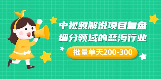 某付费文章：中视频解说项目复盘：细分领域的蓝海行业 批量单天200-300收益聚创吧-网创项目资源站-副业项目-创业项目-搞钱项目聚创吧