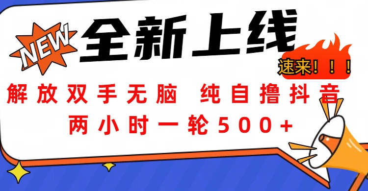 解放双手无脑 纯自撸抖音 两小时一轮500+聚创吧-网创项目资源站-副业项目-创业项目-搞钱项目聚创吧