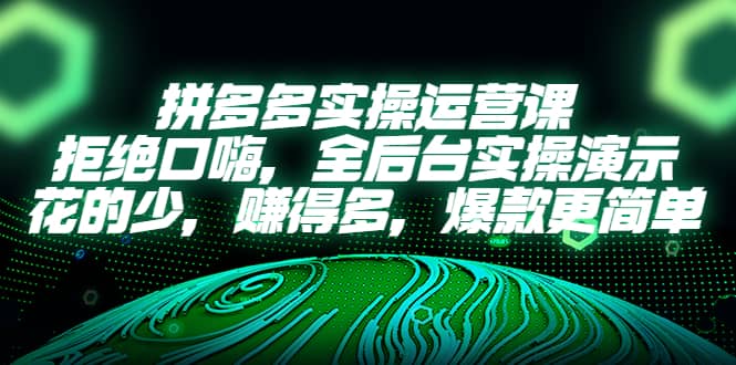 拼多多实操运营课：拒绝口嗨，全后台实操演示，花的少，赚得多，爆款更简单聚创吧-网创项目资源站-副业项目-创业项目-搞钱项目聚创吧