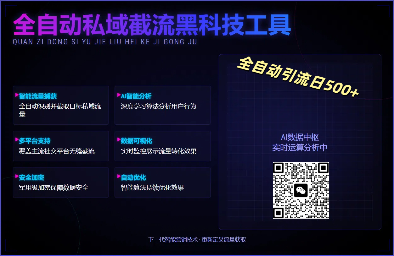 全自动私域截流黑科技工具——全自动引流日500+聚创吧-网创项目资源站-副业项目-创业项目-搞钱项目聚创吧