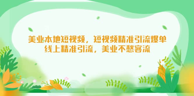 美业本地短视频，短视频精准引流爆单，线上精准引流，美业不愁客流聚创吧-网创项目资源站-副业项目-创业项目-搞钱项目聚创吧