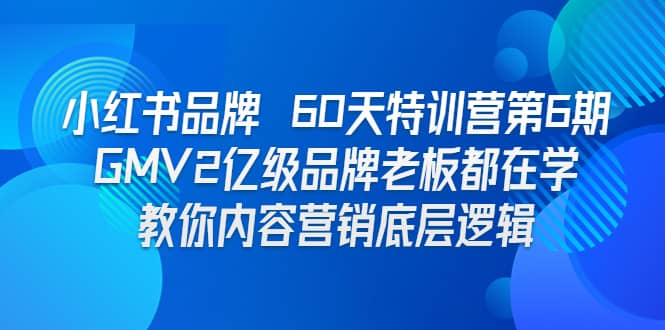 小红书品牌 60天特训营第6期 GMV2亿级品牌老板都在学 教你内容营销底层逻辑聚创吧-网创项目资源站-副业项目-创业项目-搞钱项目聚创吧