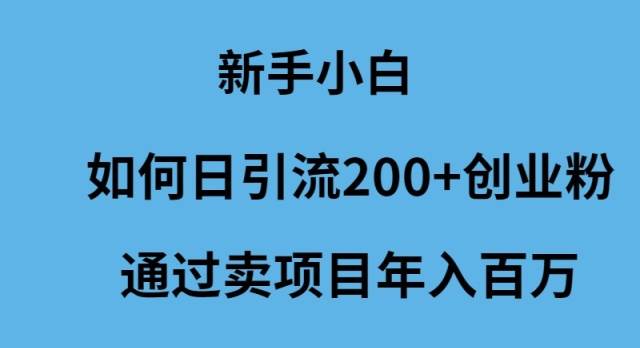 新手小白如何日引流200+创业粉通过卖项目年入百万聚创吧-网创项目资源站-副业项目-创业项目-搞钱项目聚创吧